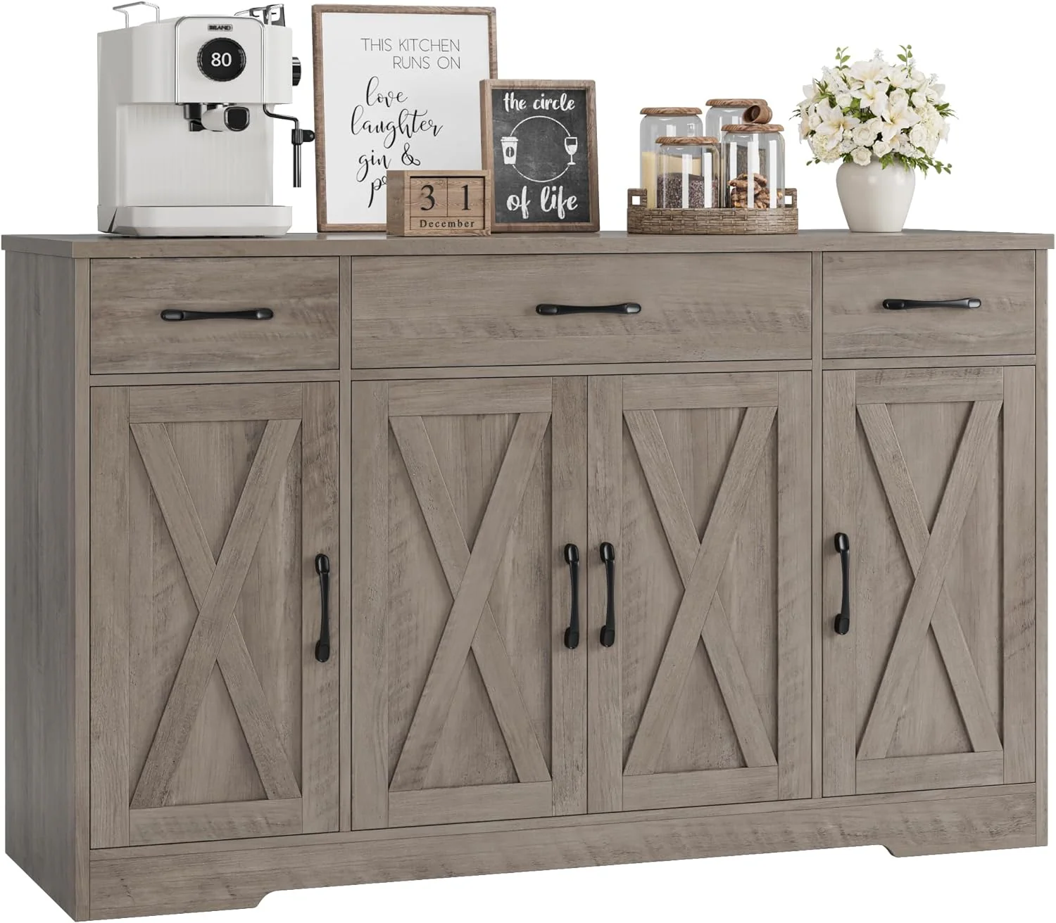 HOSTACK Buffet Cabinet with Drawers, 55